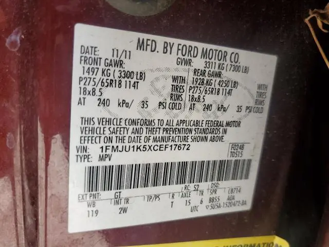 2012 FORD EXPEDITION LIMITED  