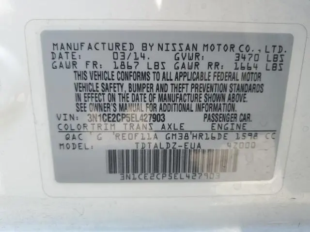 2014 NISSAN VERSA NOTE S  