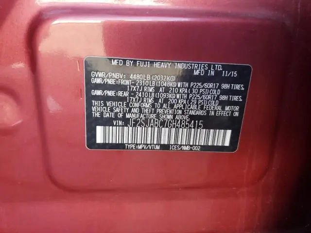 2016 SUBARU FORESTER 2.5I  