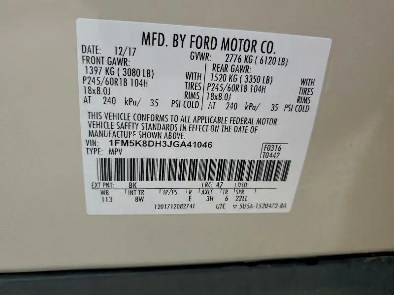 2018 FORD EXPLORER XLT  