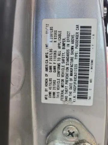 2012 HONDA ACCORD EXL  