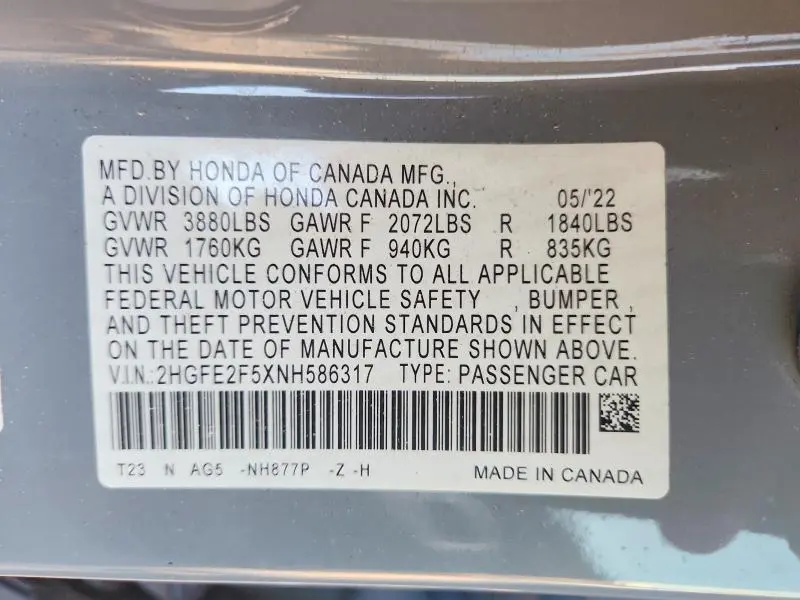 2022 HONDA CIVIC SPORT  