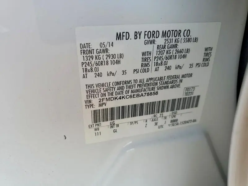 2014 FORD EDGE LIMITED  