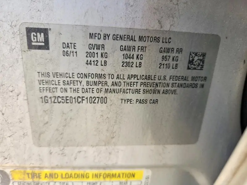 2012 CHEVROLET MALIBU 1LT  