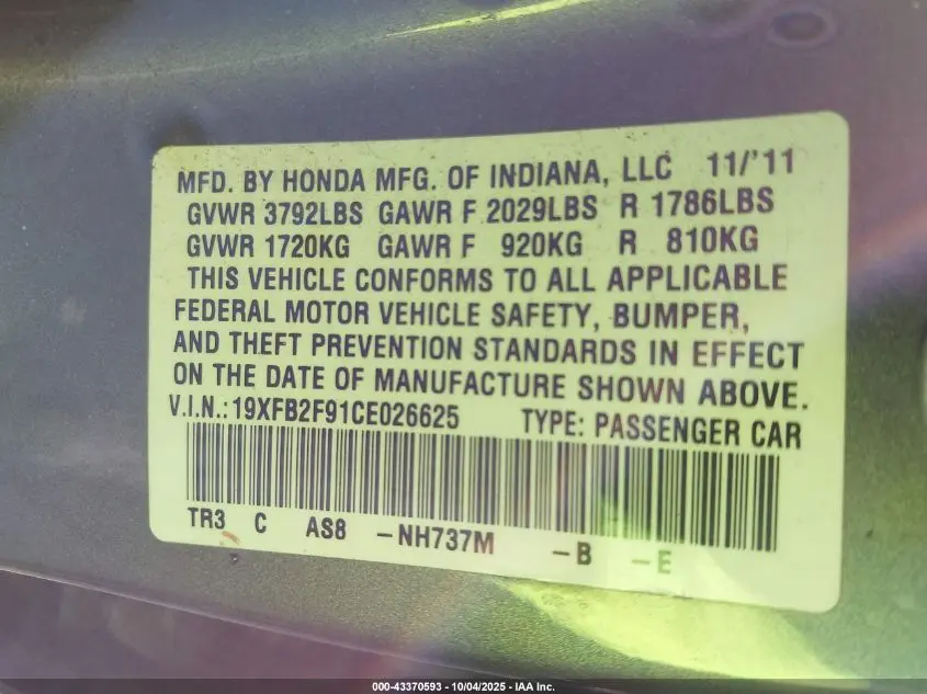 2012 HONDA CIVIC EX-L