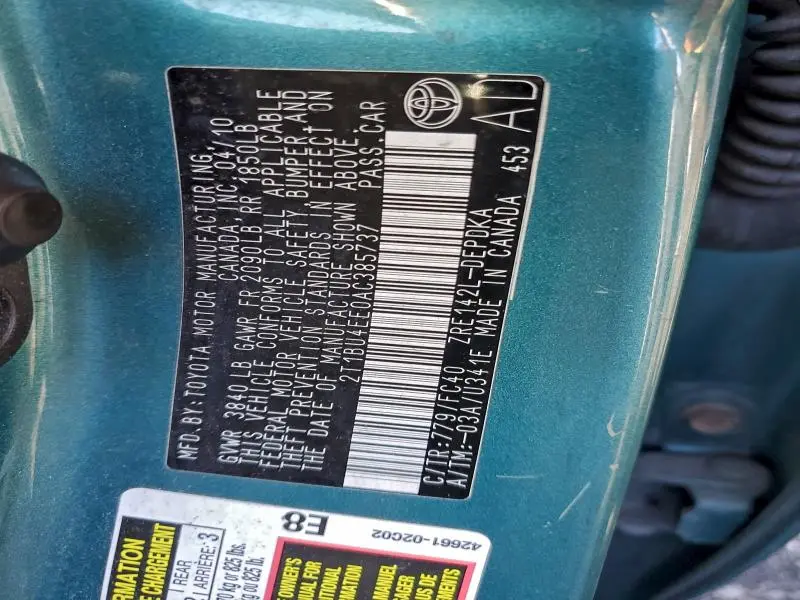 2010 TOYOTA COROLLA BASE  