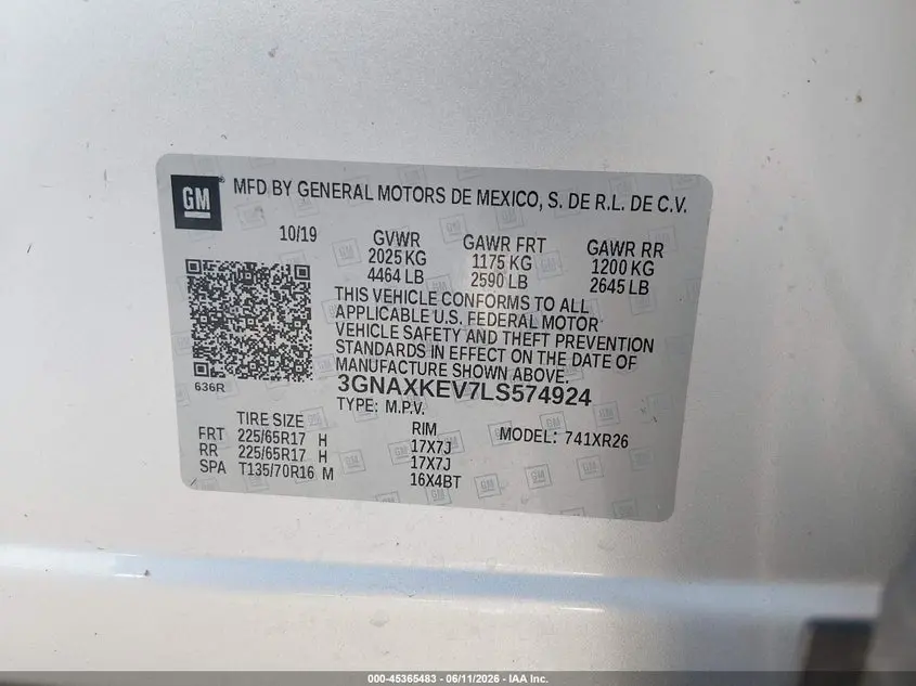 2020 CHEVROLET EQUINOX FWD LT 1.5L TURBO