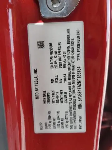 2022 TESLA MODEL 3   