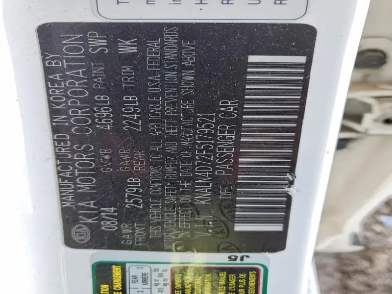 2015 KIA CADENZA PREMIUM  