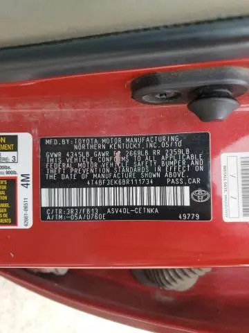 2011 TOYOTA CAMRY BASE  