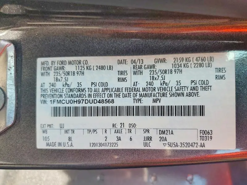 2013 FORD ESCAPE SEL  