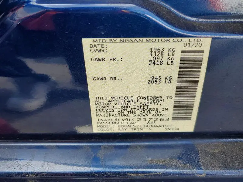2020 NISSAN ALTIMA 2.5 SR  