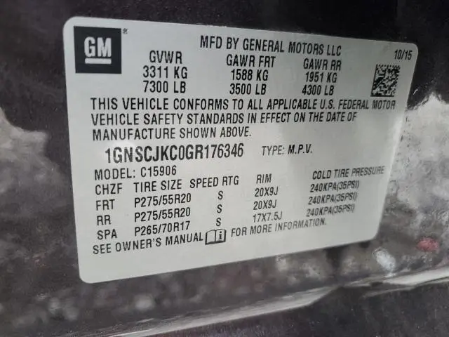 2016 CHEVROLET SUBURBAN C1500 LTZ  