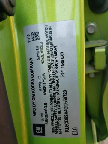 2016 CHEVROLET SPARK 1LT  