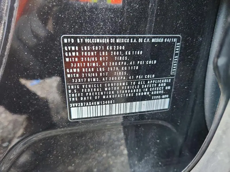 2019 VOLKSWAGEN TIGUAN SE  