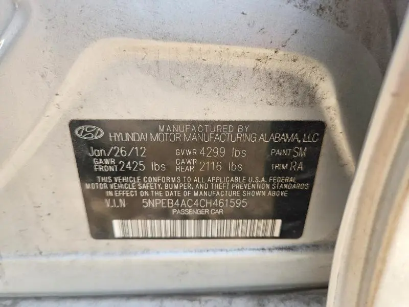 2012 HYUNDAI SONATA GLS  