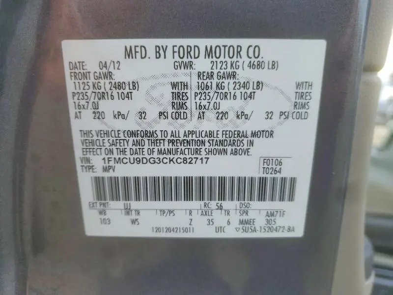 2012 FORD ESCAPE XLT  