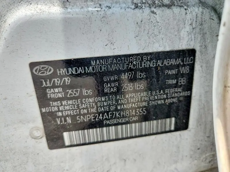 2019 HYUNDAI SONATA SE  