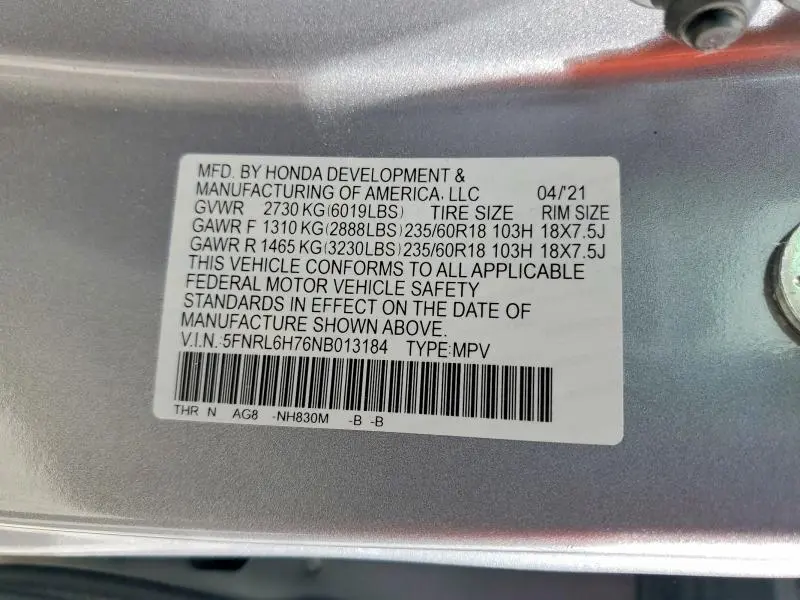 2022 HONDA ODYSSEY EXL  