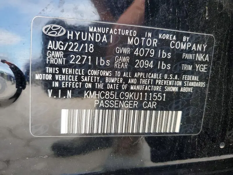 2019 HYUNDAI IONIQ LIMITED  