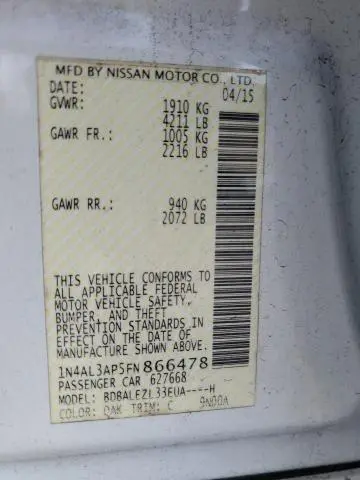 2015 NISSAN ALTIMA 2.5  