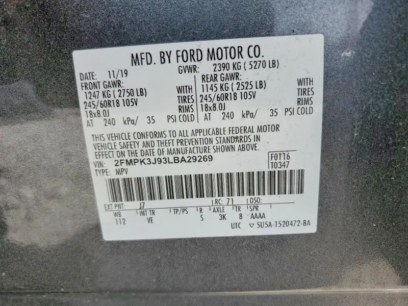 2020 FORD EDGE SEL  
