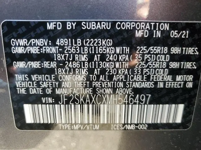 2021 SUBARU FORESTER TOURING  