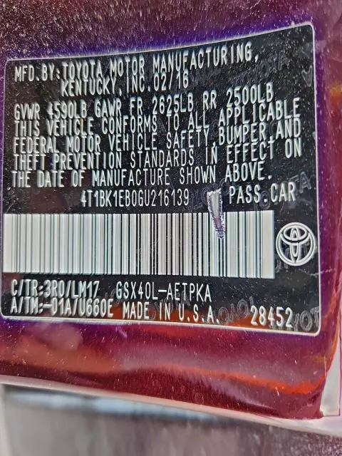 2016 TOYOTA AVALON XLE  