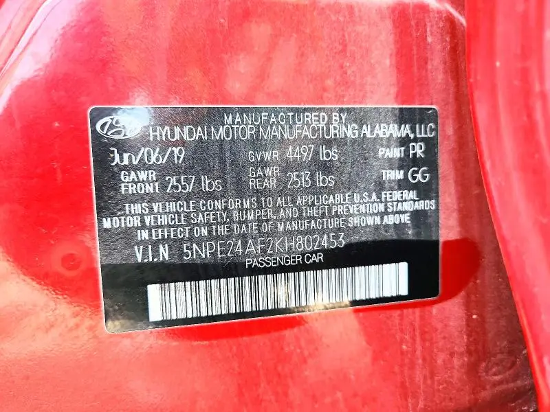2019 HYUNDAI SONATA SE  