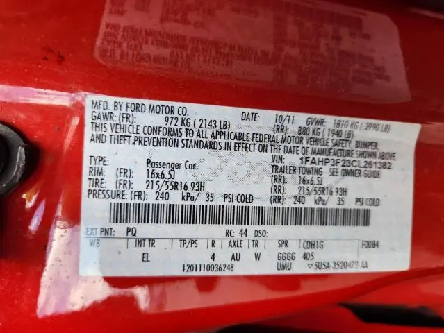 2012 FORD FOCUS SE  