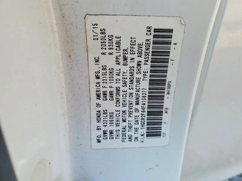 2015 HONDA ACCORD EXL  