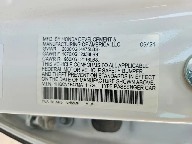 2021 HONDA ACCORD SPORT SE  