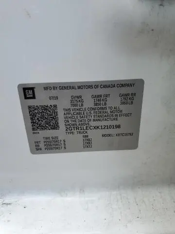 2019 GMC SIERRA LIMITED C1500  