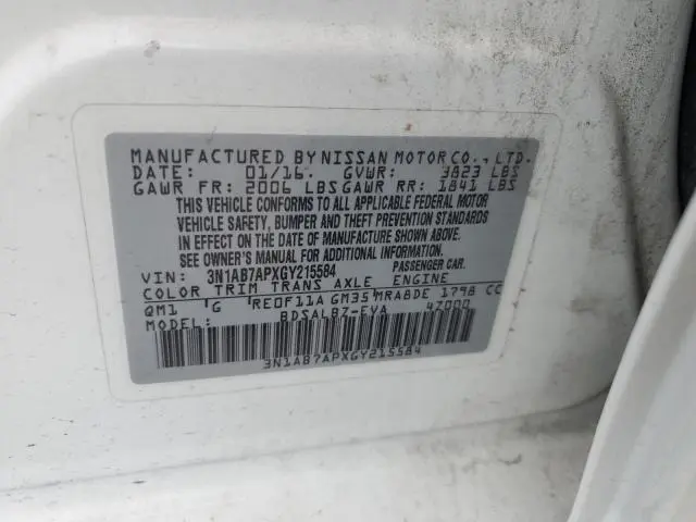 2016 NISSAN SENTRA S  
