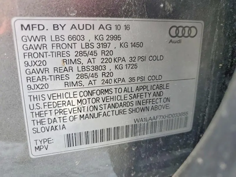 2017 AUDI Q7   