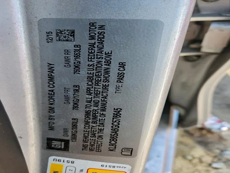 2016 CHEVROLET SPARK LS  