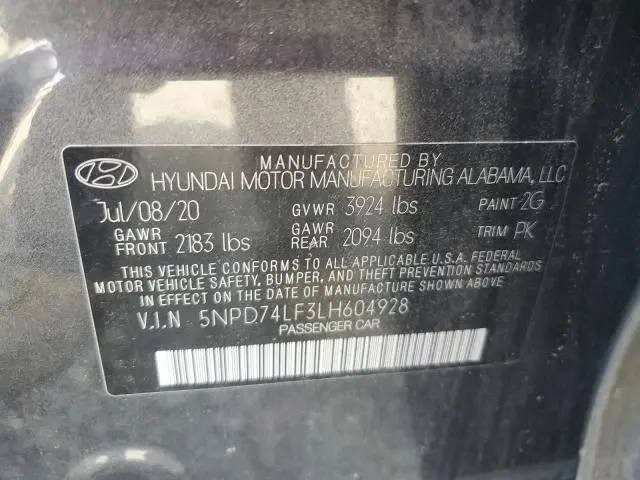 2020 HYUNDAI ELANTRA SE  