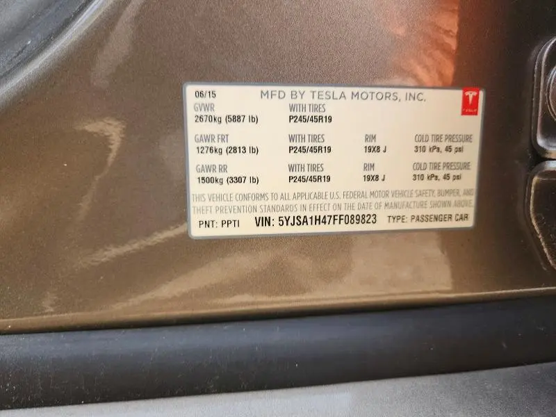 2015 TESLA MODEL S P85D  