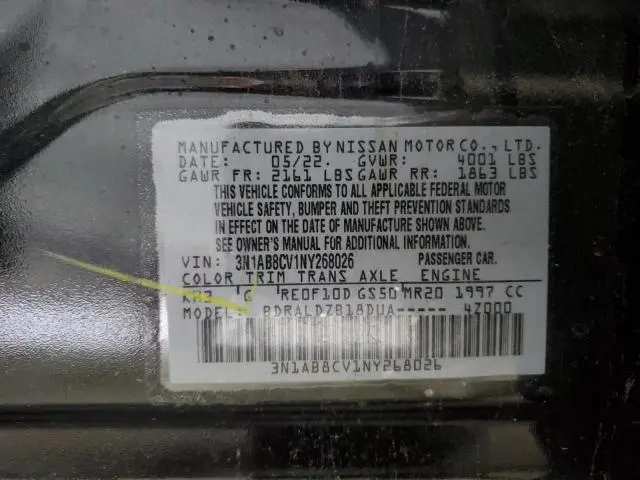 2022 NISSAN SENTRA SV  