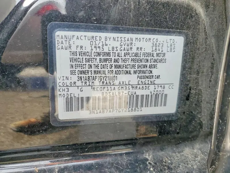 2016 NISSAN SENTRA S  