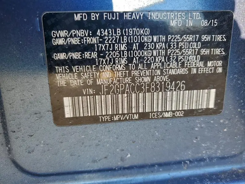 2015 SUBARU XV CROSSTREK 2.0 PREMIUM  