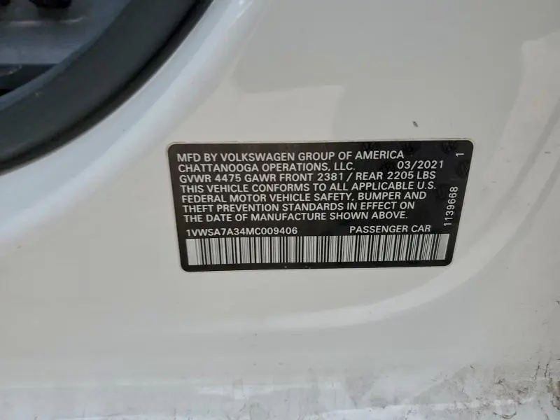 2021 VOLKSWAGEN PASSAT SE  