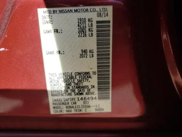 2015 NISSAN ALTIMA 2.5  