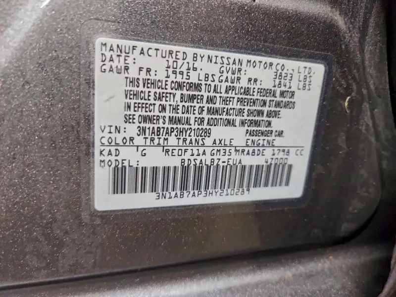 2017 NISSAN SENTRA S  