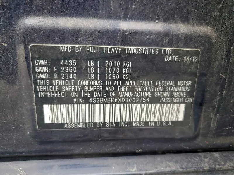 2013 SUBARU LEGACY 2.5I LIMITED  