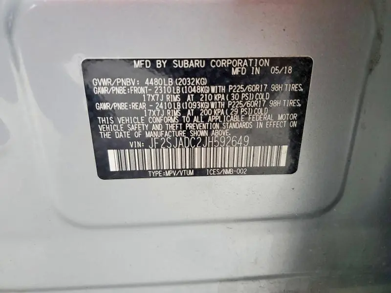 2018 SUBARU FORESTER 2.5I PREMIUM  