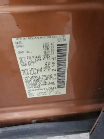 2016 NISSAN MURANO S  