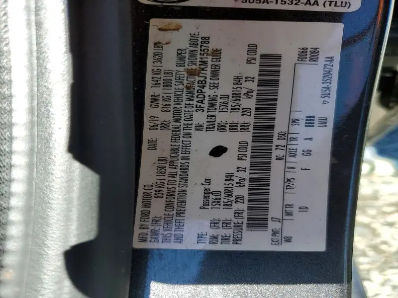 2019 FORD FIESTA SE  