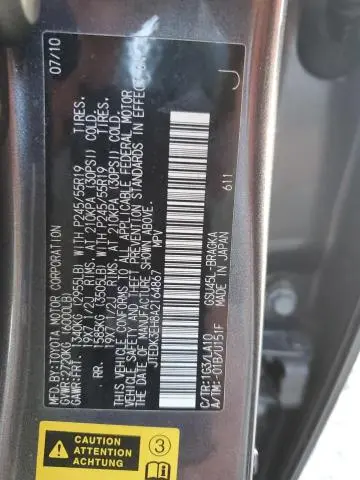 2010 TOYOTA HIGHLANDER LIMITED  