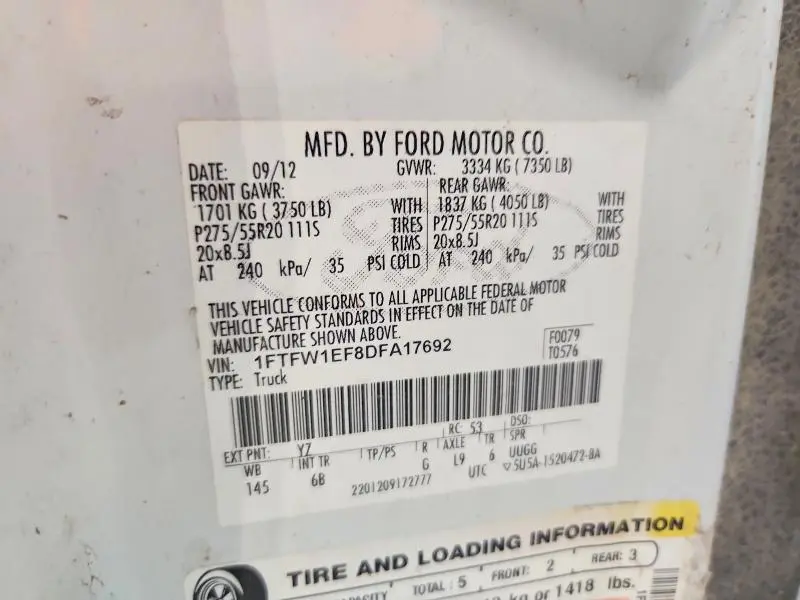 2013 FORD F150 SUPERCREW  